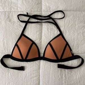 PINK burnt orange triangle push up bikini top